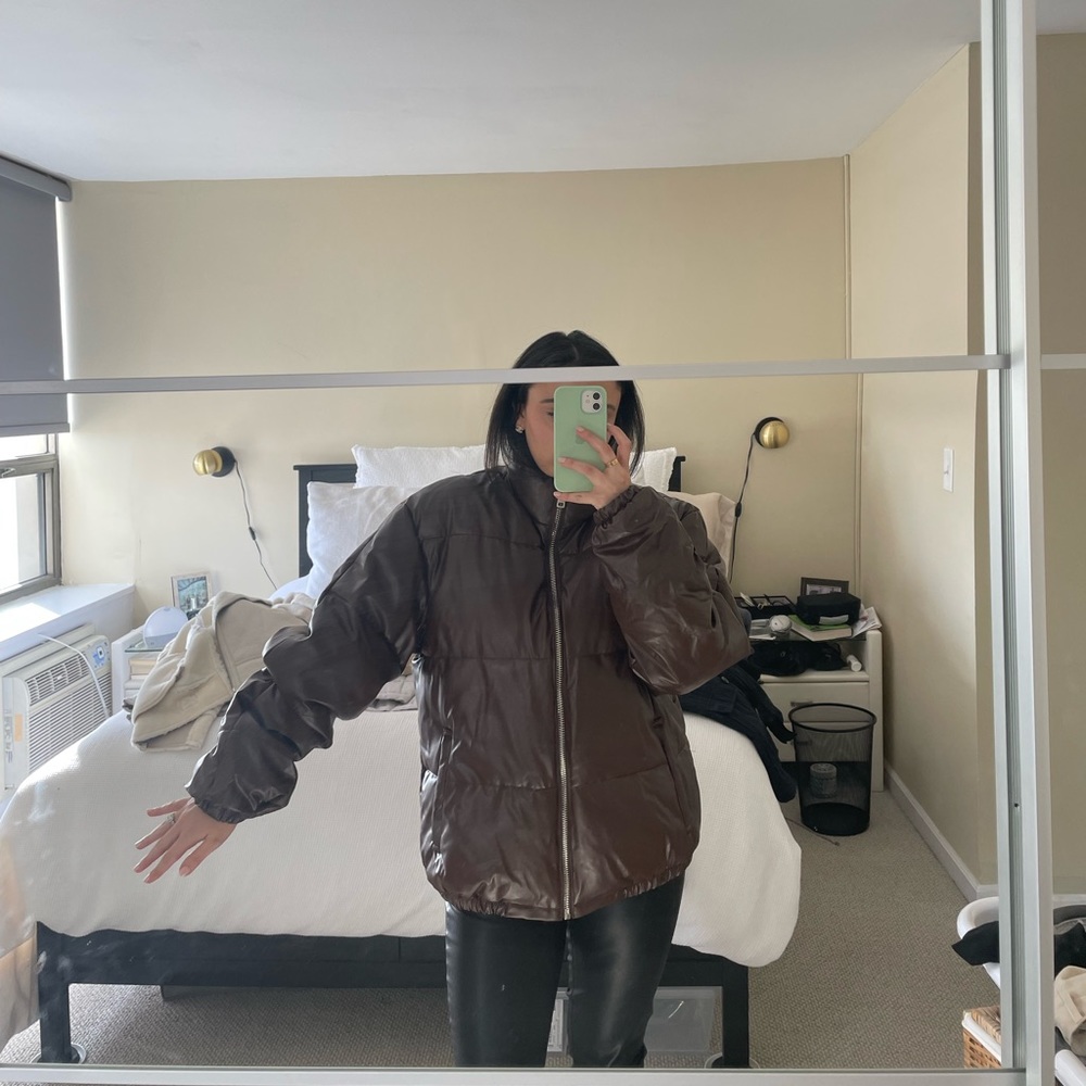 Brown puffer jacket